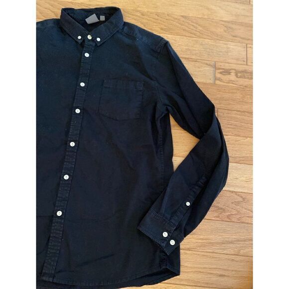 ASOS men's casual black cotton button down long sleeve collared shirt size large - Picture 2 of 8